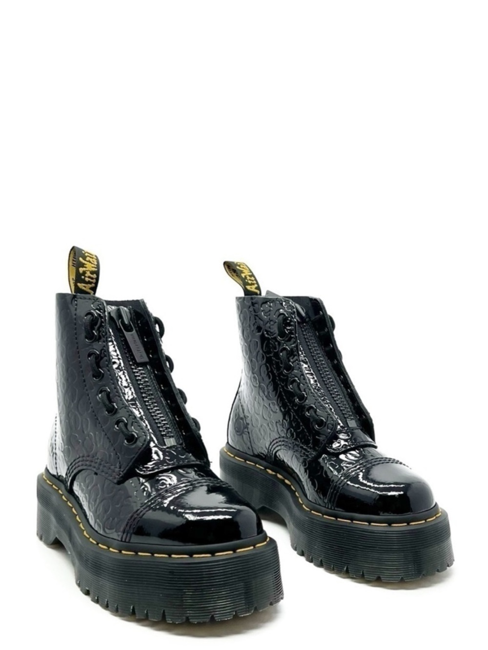 New Dr. Martens Sinclair Lamper Leopard Black Patent Ankle Boots Size 5 Docs dm